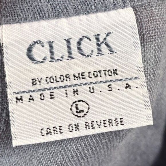 Click Top Women's Size Large Gray Color Me Cotton 100% Linen Button Up - Picture 4 of 6